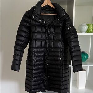 Ralph Lauren Black Quilted Long Puffer Jacket with High Collar
